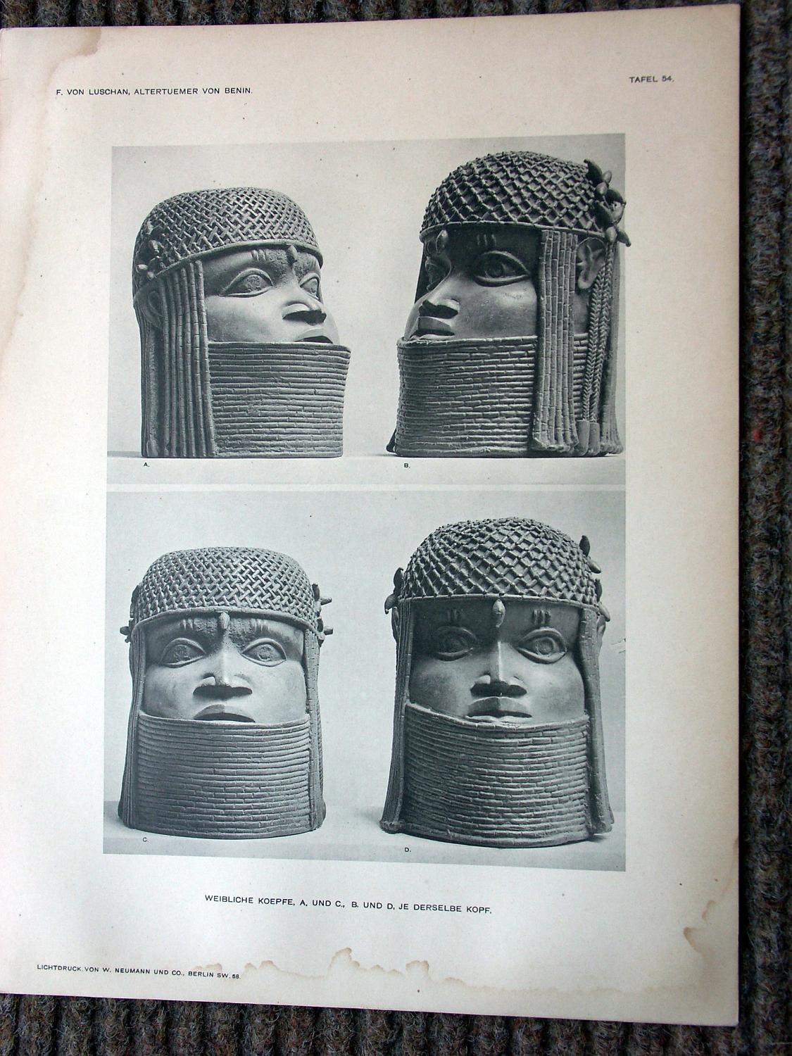 zz-lusc19,tafel 054 benin nigeria,frau-bronze-gedenkkopf